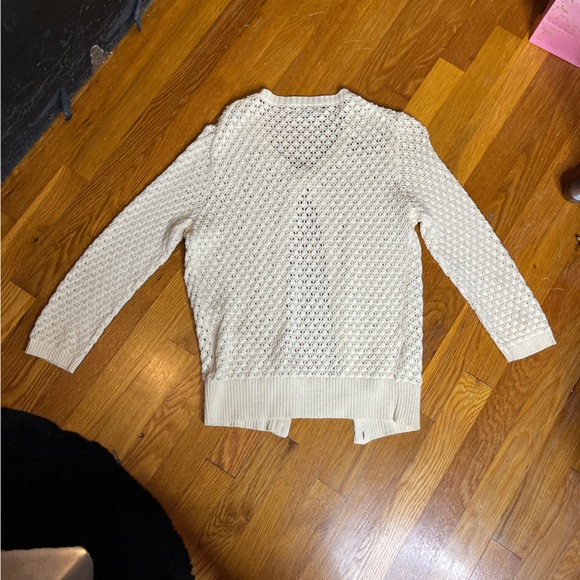 Cassandra Ray Knit Crochet Y2K Cream Cardigan Sweater Size Medium - Picture 2 of 4